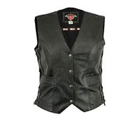 Texpeed gilet de moto en cuir femme - Avec lacets - Noir - XXL