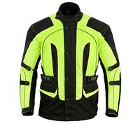 Texpeed Haute visibilité réfléchissante imperméable veste homme homologué avec protection - Hiver longue blouson motard avec armure CE (EN 1621-1) Jaune Noir - 4XL