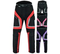 Texpeed Pantalon Moto Femme Homologué - Textile Scooter Imperméable Pour été ou l'hiver - Armure certifiée CE (EN 1621-1) Protection Rouge - XL Taille/Réguliére Jambe
