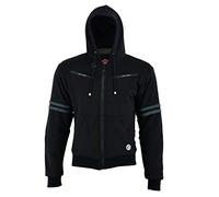 Texpeed Veste à capuche moto pour homme - Sweat à capuche en Aramide de protection avec protection (EN 1621-1) - Gris noir S