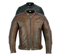 Texpeed Veste de moto en cuir pour homme - Homologué blouson été/hiver de moto de tourisme avec protection véritable biker CE armor (EN 1621-1) Design cousu matelassé - Brun/Marron - 5XL