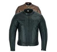 Texpeed Veste de moto en cuir pour homme - Homologué blouson été/hiver de moto de tourisme avec protection véritable biker CE armor (EN 1621-1) Design cousu matelassé - Noir - S