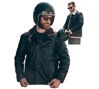 Texpeed Veste de style moto en cuir pour hommes - Véritable manteau de fourrure d'hiver plus chaud - Noir Biker Moto RAF Aviator Flight Bomber B3 Pilot Jacket Concevoir Marron Fourrure - 3XL