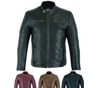 Texpeed veste en cuir homme - Occasionnels doux authentique peau de mouton motard Cuir véritable de style moto - Noir - 5XL
