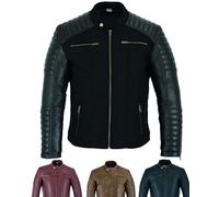 Texpeed veste en cuir homme - Occasionnels doux authentique peau de mouton motard Cuir véritable de style moto - Noir Textilien - M