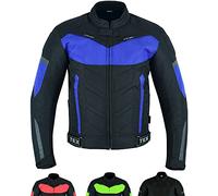 Texpeed Veste homme homologué avec protection - Cordura imperméable hiver/été court blouson courses motard avec armure CE (EN 1621-1) Bleu - M