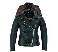 Texpeed Veste moto en cuir pour femme perfect Marlon Brando - Veste de moto de tourisme avec protection véritable biker CE armor (EN 1621-1) Noir - S