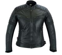 Texpeed Veste moto en cuir pour femme - Veste de moto de tourisme avec protection véritable biker CE armor (EN 1621-1) Noir - L