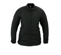 Texpeed Veste moto femme homologué - Longue manteau blouson en cordura textile imperméable pour femme avec armure de moto CE (EN 1621-1) Noir - S