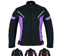Texpeed Veste moto femme homologué - Manteau blouson en cordura textile imperméable pour femme avec armure de moto CE (EN 1621-1) Violette - XL