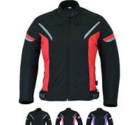Texpeed Veste moto femme homologué - Manteau blouson en cordura textile imperméable pour femme avec armure de moto CE (EN 1621-1) Rouge - L