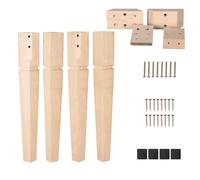 Texphw Lot de 4 pieds de meubles carrés en chêne brut de 71,1 cm - Pieds en bois robustes du milieu du siècle pour tables, bancs, ottomans (naturel)