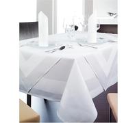 texpo Nappe damassée 110 x 220 cm, Blanche, avec Bordure satinée, Lavable à 95 °C, Taille au Choix