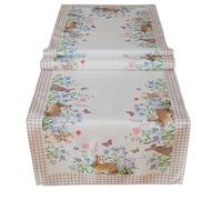 Texpot Chemin de table de 40 x 140 cm avec impression lapins et fleurs Pâques printemps