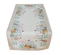 texpot Chemin de table de 40 x 90 cm avec impression lapins et fleurs pour Pâques et le printemps