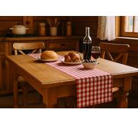 texpot Chemin de table de campagne - 30 x 140 cm - Rouge et blanc - 100 % coton - Carreaux de la ferme de 20 mm