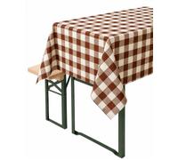 texpot Nappe 130 x 220 cm à Carreaux Marron et Blancs de 2 cm 100% Coton