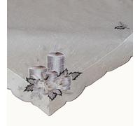 texpot Nappe 40 x 140 cm - Gris/argenté - Broderie Bougies - Décoration de Noël et d'hiver