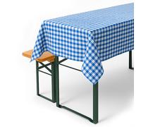 texpot Nappe à Carreaux - pour Table de bière - Couleur et Taille au Choix - 100 % Coton (110 x 260 cm, Carreaux Bleus et Blancs)