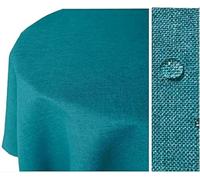texpot Nappe Anti-Taches - Couleur : Blanc - Taille au Choix - Ourlet Enveloppant - Facile d'entretien - Imperméable - 160 cm - Ronde - Bleu pétrole