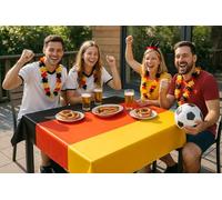 texpot Nappe de jardin en toile cirée, lavable, motif drapeau de l'Allemagne, noir, rouge, doré, 140 x 220 cm