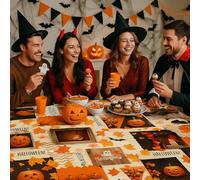 texpot Nappe de jardin en toile cirée lavable, motif Halloween, 140 x 200 cm