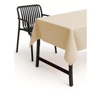texpot Nappe de Table de Jardin - Aspect Lin - Effet Lotus - Tissu Anti-Taches - Infroissable - 110 x 110 cm - Champagne