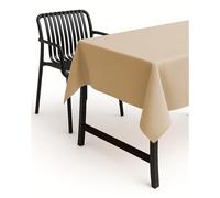 texpot Nappe de Table de Jardin Aspect Lin Effet Lotus Tissu Anti-Taches Infroissable (220 cm Rond, Sable)