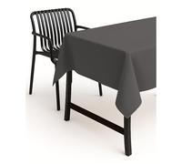 texpot Nappe de Table de Jardin Aspect Lin Effet Lotus Tissu Anti-Taches Infroissable (90 x 90 cm, Gris foncé)