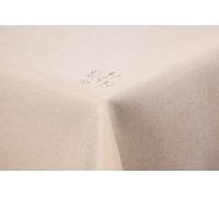 texpot Nappe de Table de Jardin Aspect Lin Effet Lotus Tissu Anti-Taches Infroissable Nappe (180 cm Ronde, Sable)