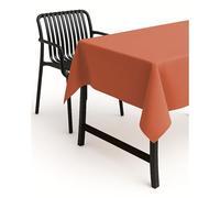 texpot Nappe de Table de Jardin - Aspect Lin - Effet Lotus - Tissu Anti-Taches - Infroissable - Ronde - 180 cm - Terre Cuite