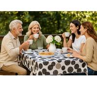 texpot Nappe de table en toile cirée 130 x 160 cm avec cercles lavable avec ourlet en polyester pour table de jardin