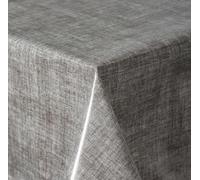 texpot Nappe de table en toile cirée 130 x 260 cm avec lignes lavable avec ourlet en polyester pour table de jardin