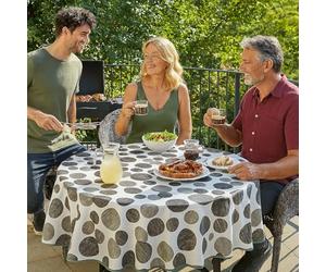 texpot Nappe de table en toile cirée - 160 cm ronde - Motifs : cercles - Lavable - Avec ourlet - Polyester - Nappe pour table de jardin