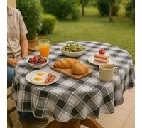 texpot Nappe de table en toile cirée 160 x 220 cm ovale avec rayures lavable avec ourlet Polyester pour table de jardin