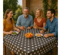 texpot Nappe de table en toile cirée, lavable, avec ourlet, motif à points, 130 x 160 cm, en polyester, pour table de jardin