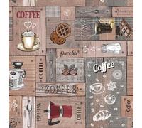 texpot Nappe en toile cirée Barista Café Coffee en PVC antidérapant 140 x 120 cm