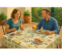 texpot Nappe en toile cirée lavable, motif olive, pour table de jardin, 140 x 320 cm