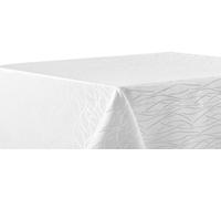 texpot Nappe Ronde 160 cm Blanc avec Rayures - Tissu Anti-taches et Anti-froissement