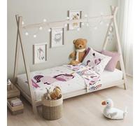 texpot Parure de lit pour enfant - 100 x 135 cm + 40 x 60 cm - Avec jolis motifs imprimés - 100 % coton - Fermeture éclair - Facile d'entretien (licorne)