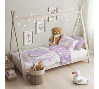 texpot Parure de lit pour enfant - 100 x 135 cm et 40 x 60 cm - Motif imprimé Lama - 100 % coton - Fermeture éclair - Facile d'entretien