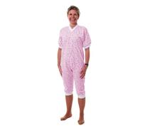 Texsan Grenouillère adulte éco JC/MC - Fleurette rose, Taille 2 (S/M)