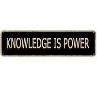 Texsource Knowledge is Power - Affiches et impressions vintage en étain - Décoration murale - Affiche décorative en métal pour homme, grotte, bar, pub, café, maison, décoration murale 40,6 x 10,2 cm