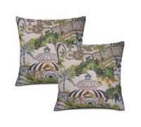 Texsource Lot de 2 housses de coussin décoratives en lin de style bohème pour canapé, lit, sofa, coussin de style bohème et jardin français, 50 x 50 cm