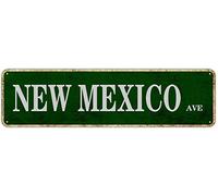 Texsource Plaque décorative rétro New Mexico Avenue - Décoration murale vintage pour homme, grotte, bar, pub, café, maison - 40,6 x 10,2 cm