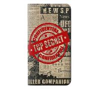 Text Top Secret Art Vintage Etui Flip Housse Cuir pour iPhone 17 Pro