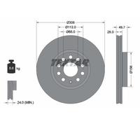 TEXTAR 2x Disque Ø306mm Aéré Internement pour VW Golf VIII 1.5 Etsi 1.4 Gîte