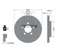 TEXTAR 92106803 Disque de frein pour SKODA,SKODA (SVW),VW