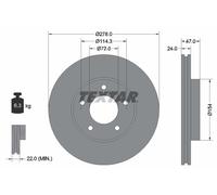 Textar Disque de frein 92146503 – ventilé intérieur Avant Ø278 mm – 2x
