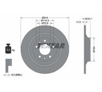 Disque de frein TEXTAR 92166400 arrière, plein, 1 pièce